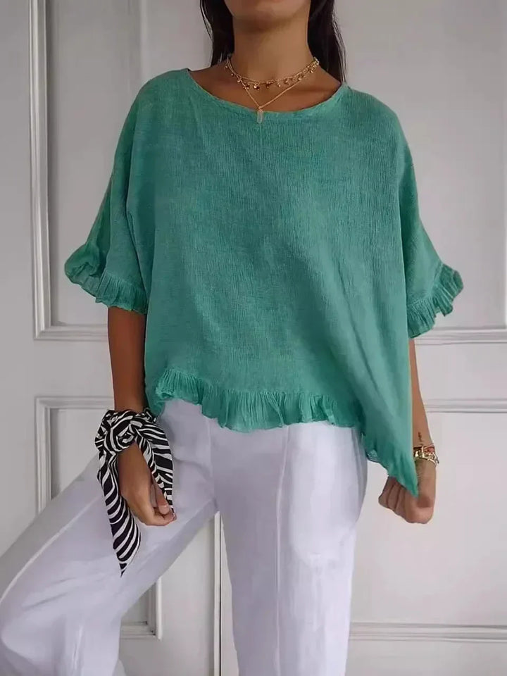 Lena | Cotton Blouse with Ruffles