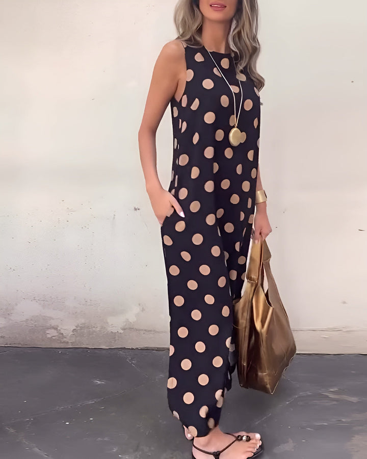 Roxane | Maxi Playsuit with Polka Dots and Slit