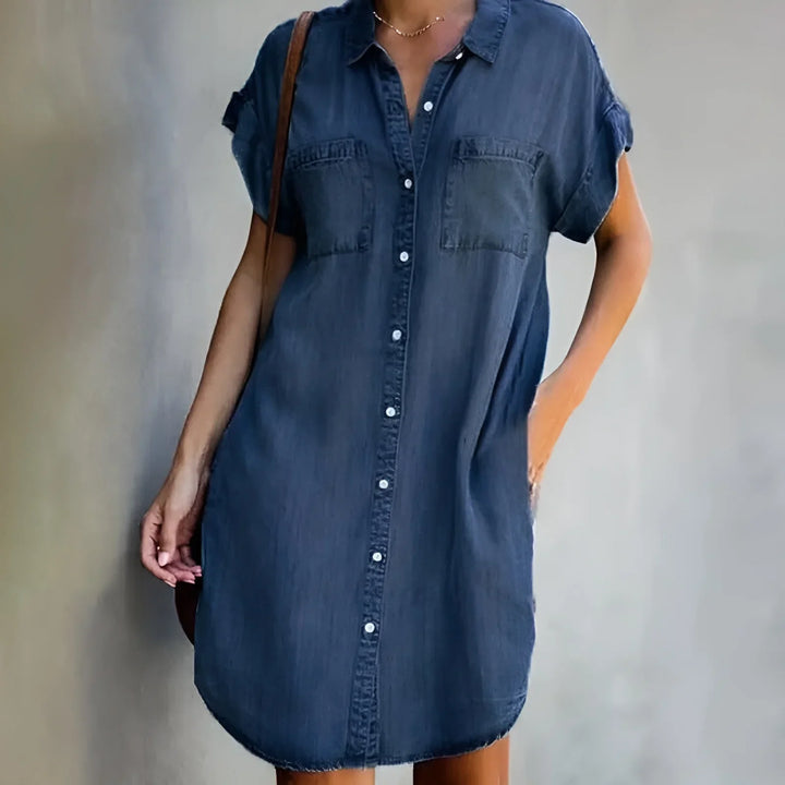 Bruna - Relaxed Cotton Shirt Dress with Button Closure
