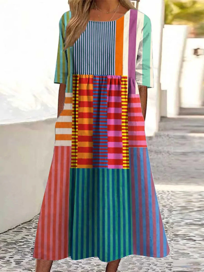 Slavko – Vintage cotton dress with geometric pattern