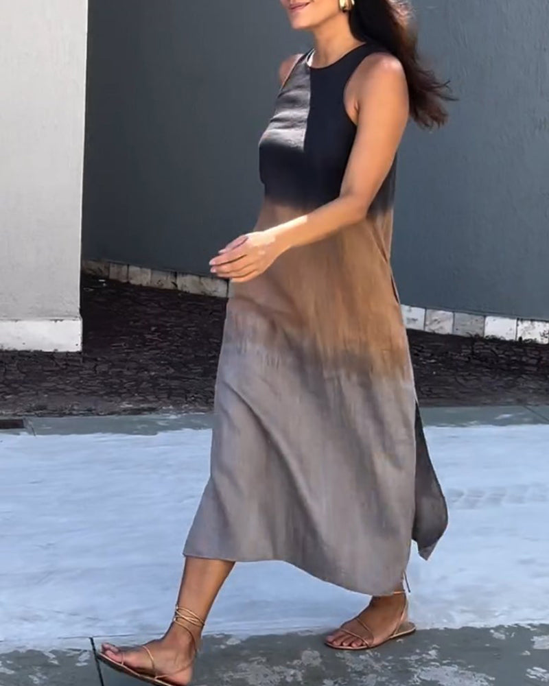 Anette | Sleeveless Gradient Color Dress with Round Neckline