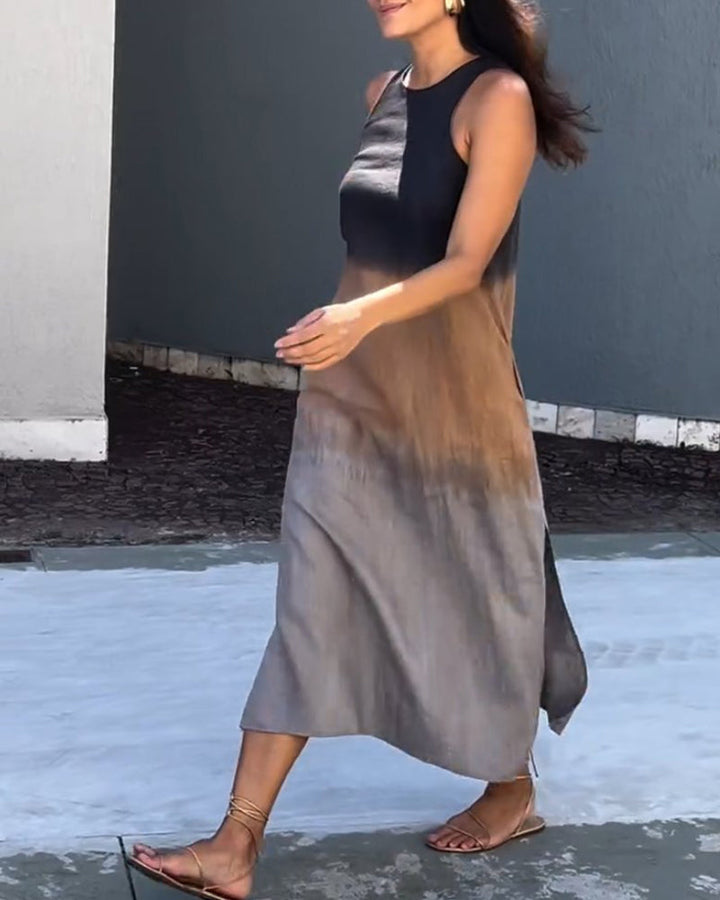 Anette | Sleeveless Gradient Color Dress with Round Neckline