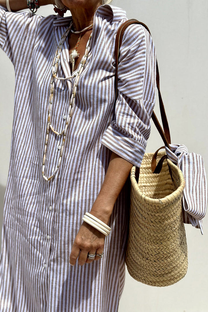 Sophia | Elegant striped shirt dress