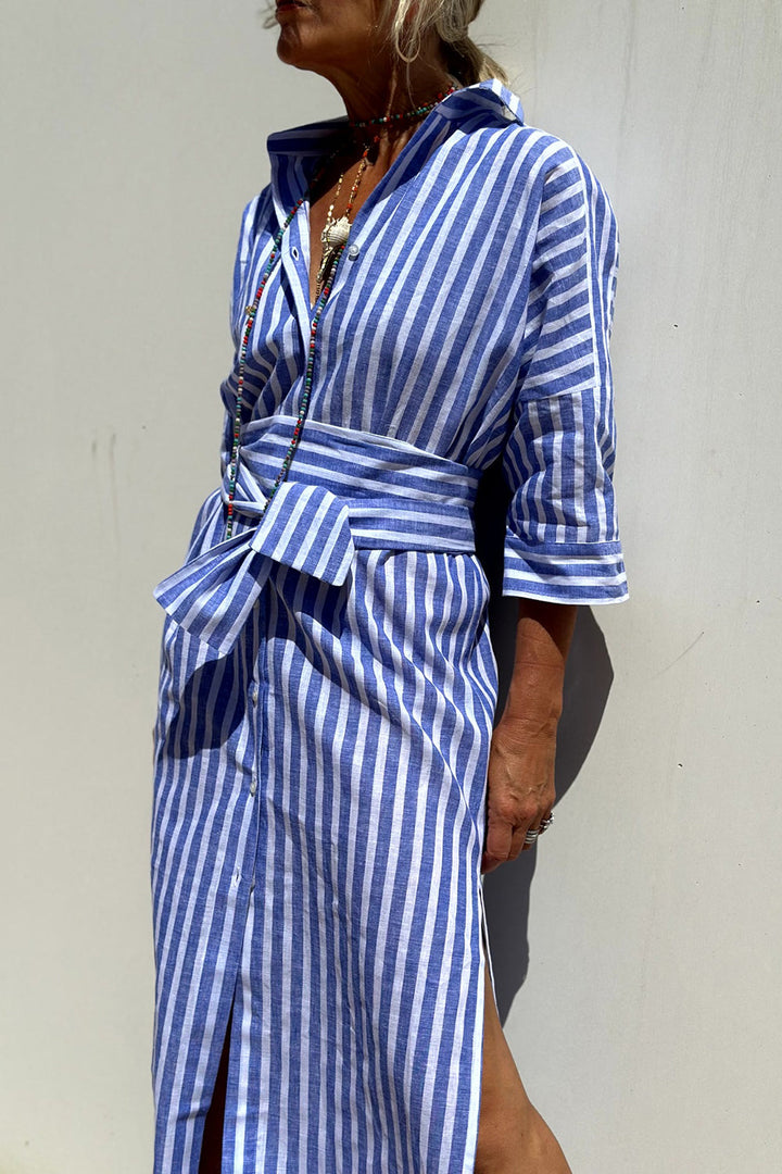 Sally | Elegant striped shirt dress