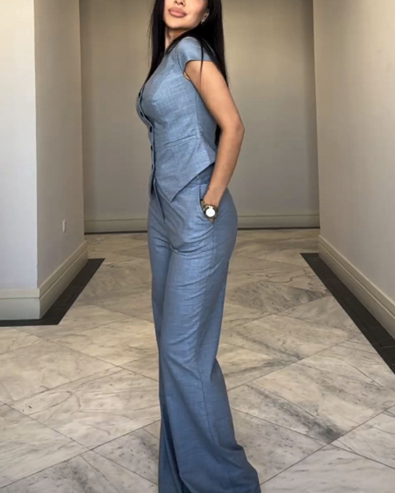 Rosana | V-neck top and trousers set