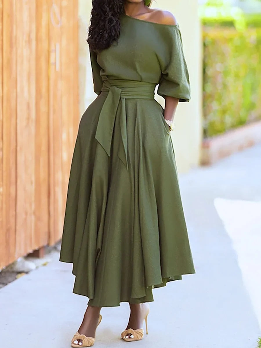 Elodie - Dress with lacing and lantern sleeves