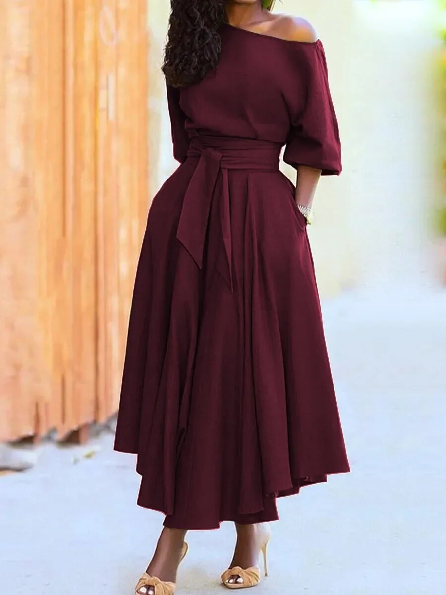 Elodie - Dress with lacing and lantern sleeves