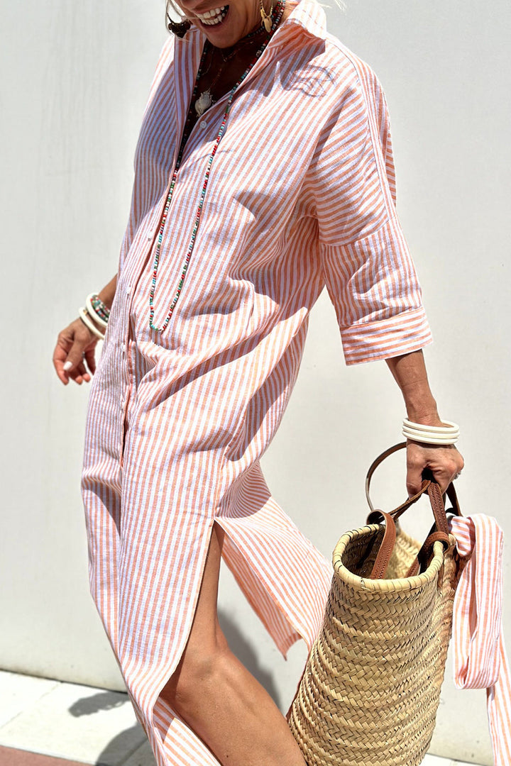 Sophia | Elegant striped shirt dress