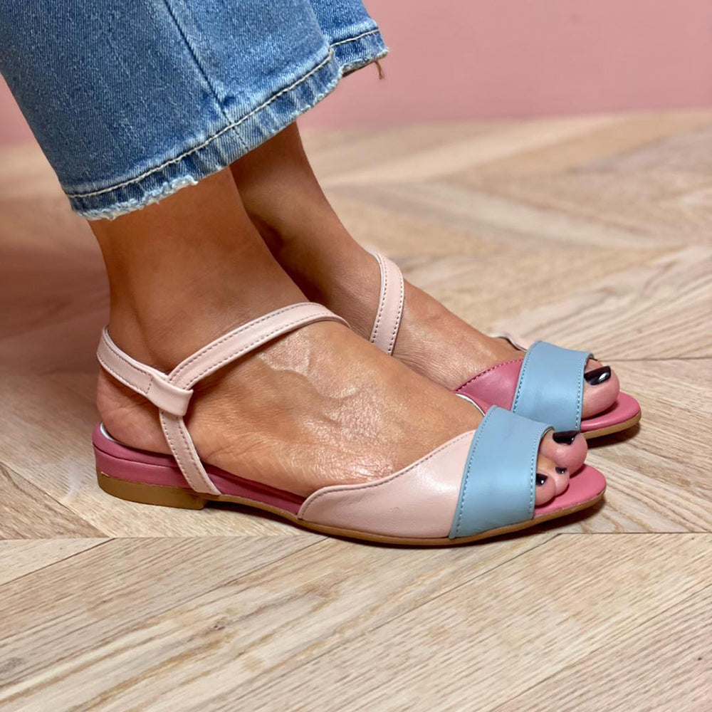Ellela | Asymmetric Pink Block Color Sandals