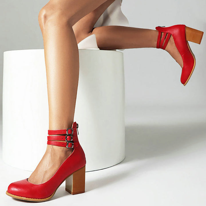 Caa | Smooth Sandals with Ankle Straps and Wedge Heel