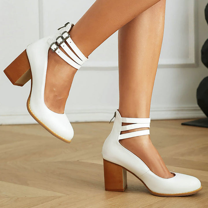 Caa | Smooth Sandals with Ankle Straps and Wedge Heel