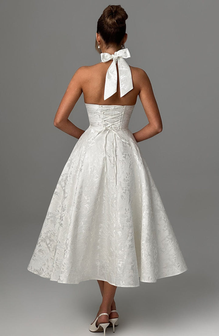 Rosea Midi Dress with a Neckline