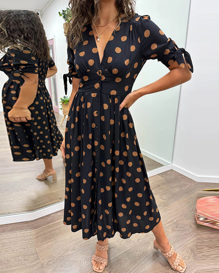 Mina   | V-neck dress with dots