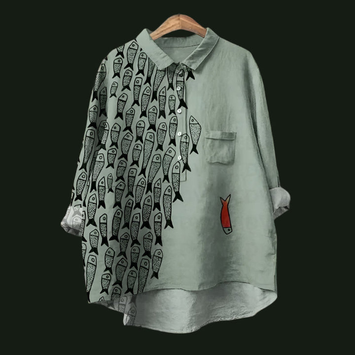 Rael | Comfortable vintage shirt with fish print
