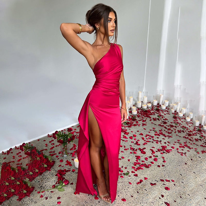 Sienna - Ruched One-Shoulder Maxi Dress