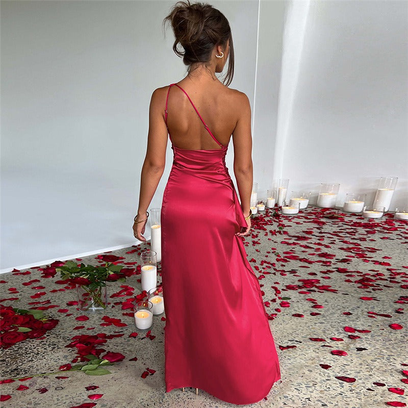 Sienna - Ruched One-Shoulder Maxi Dress