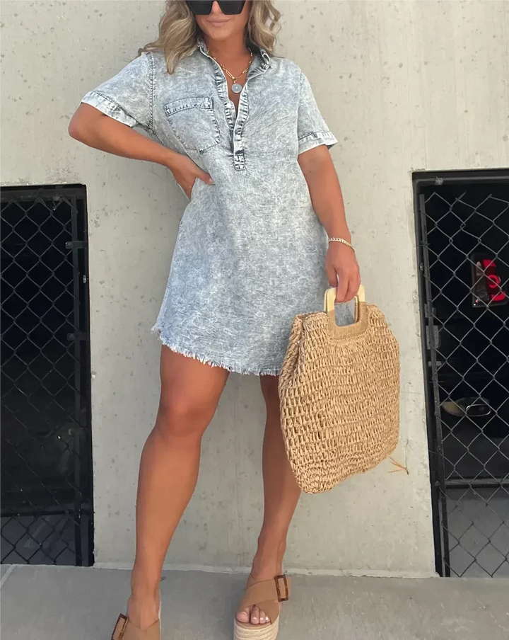 Vera  - Elegant Jeans Shirt Dress