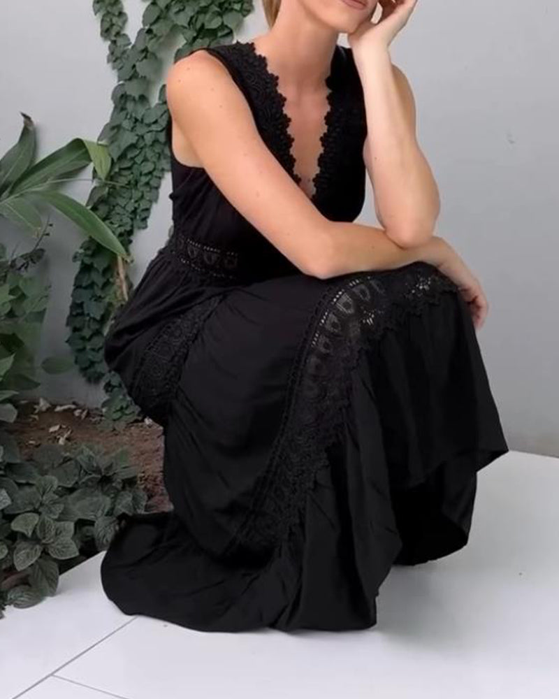 Ninfea | Sleeveless boho midi dress with lace details