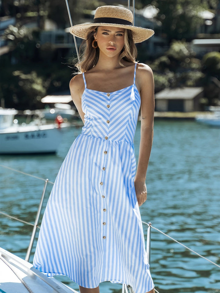 Mireille | Striped Button-Front Sundress