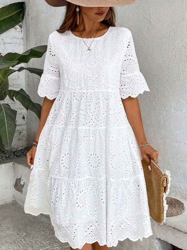 Isaline | White Broderie Anglaise Midi Dress
