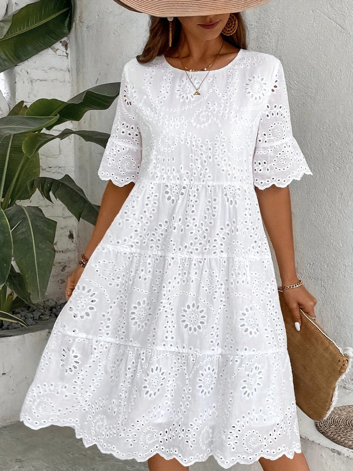 Isaline | White Broderie Anglaise Midi Dress