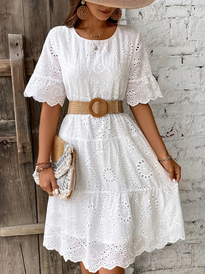 Isaline | White Broderie Anglaise Midi Dress