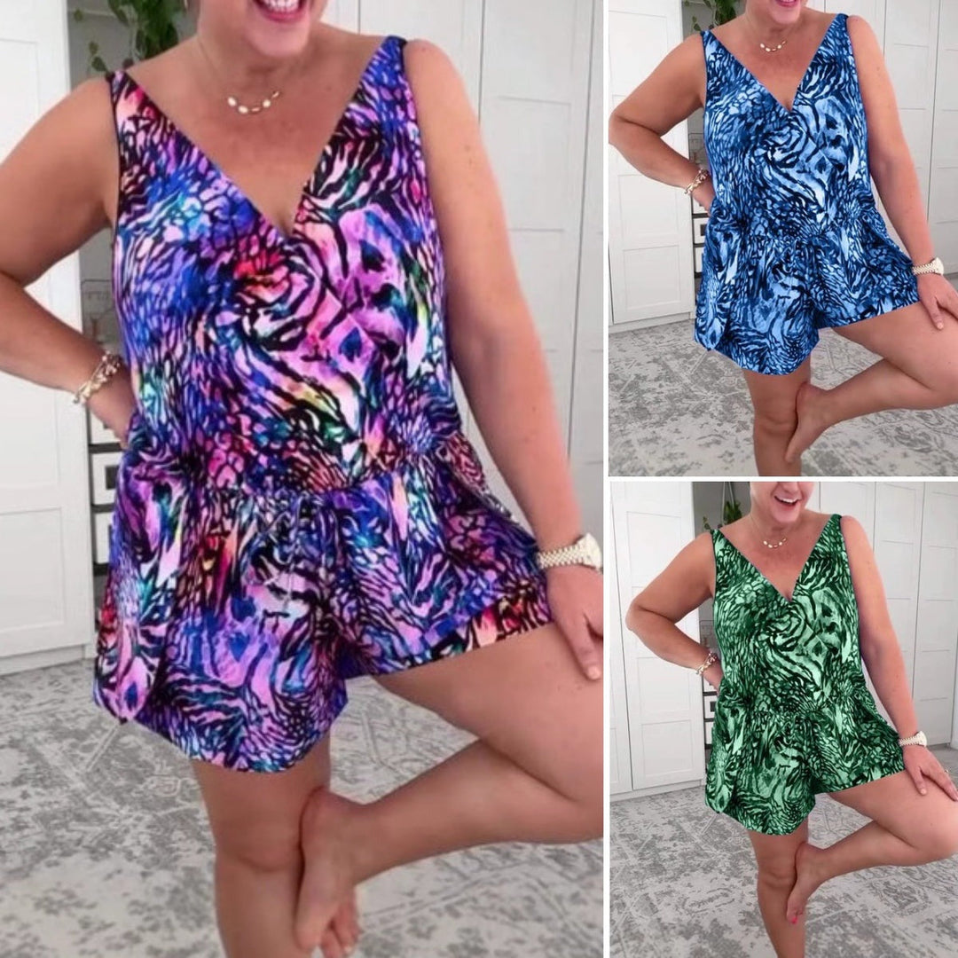 Bezre | Sleeveless printed V-neck swimsuit