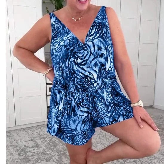 Bezre | Sleeveless printed V-neck swimsuit