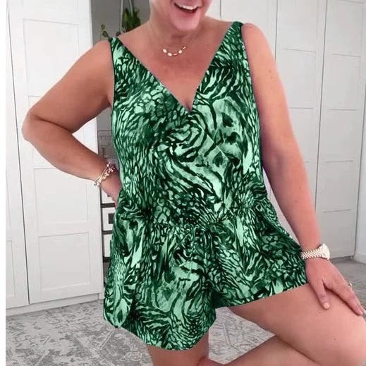 Bezre | Sleeveless printed V-neck swimsuit