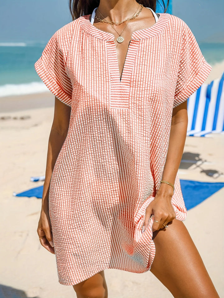 Nienke | Breezy striped beach shirt dress