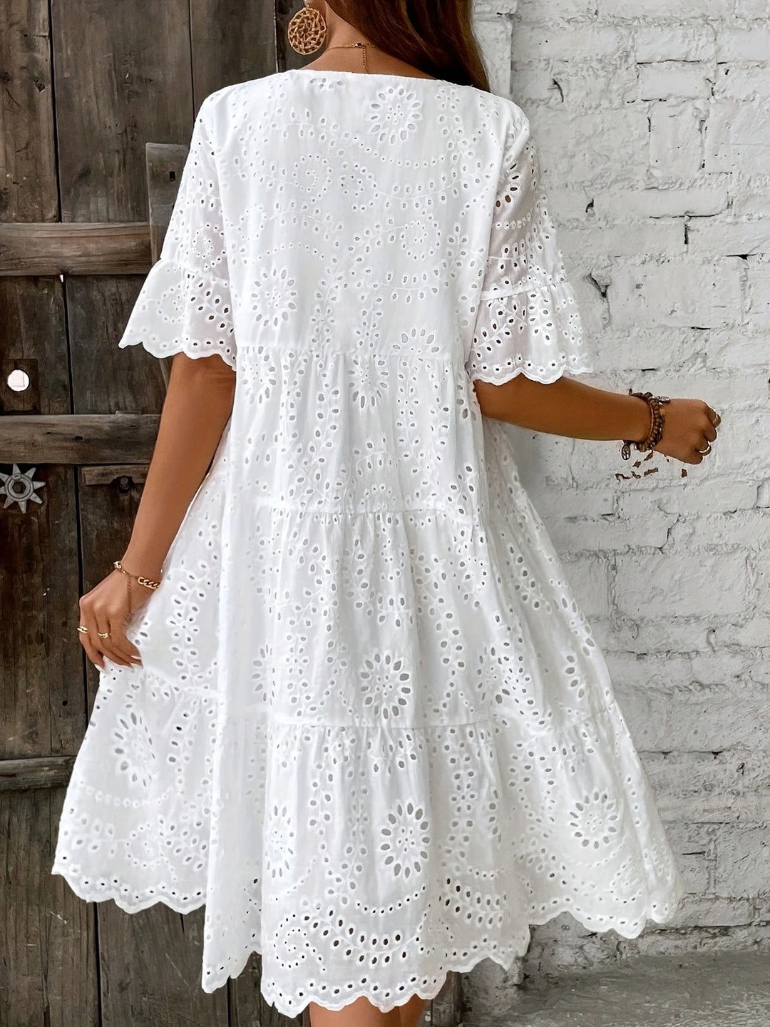 Isaline | White Broderie Anglaise Midi Dress