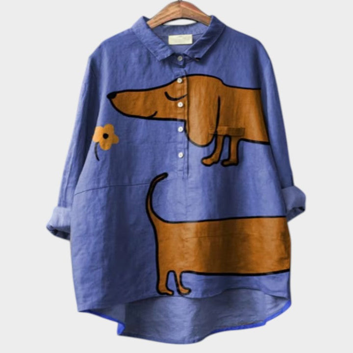 PALMIRA | Oversized Shirt with Canine Design and Daily Comfort for a Carefree Look