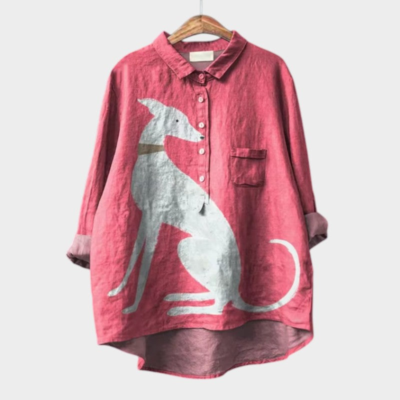 PALMIRA | Oversized Shirt with Canine Design and Daily Comfort for a Carefree Look