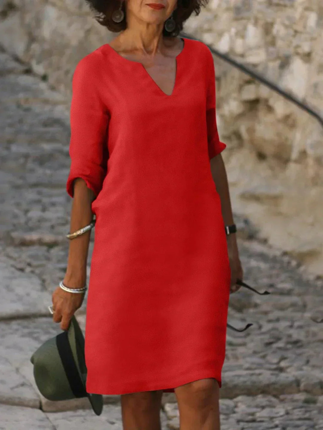 Saoirse   - V-Neck Dress that Hides the Belly