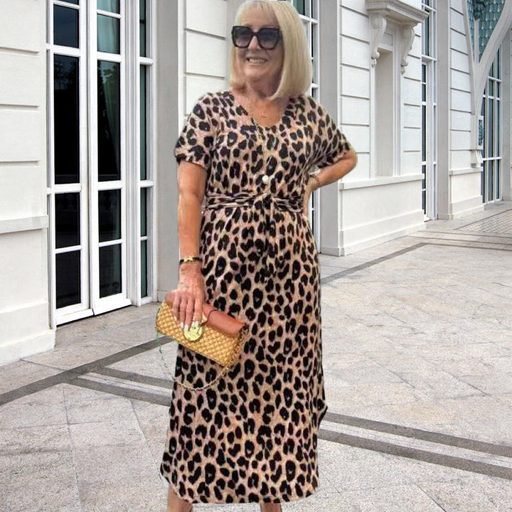 Leopard Print Dress with Belt