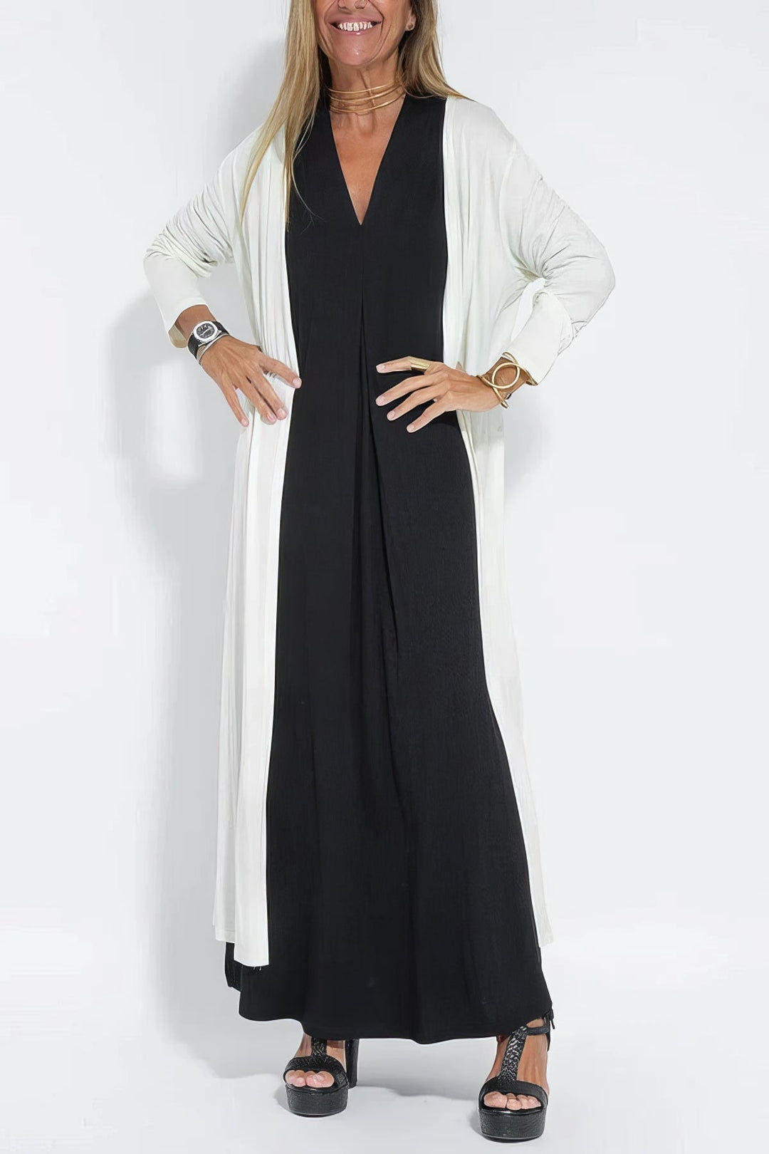 ELISE | Elegant Long Dress with Free Matching Cardigan