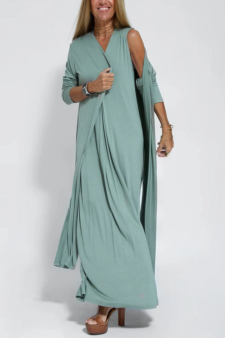ELISE | Elegant Long Dress with Free Matching Cardigan