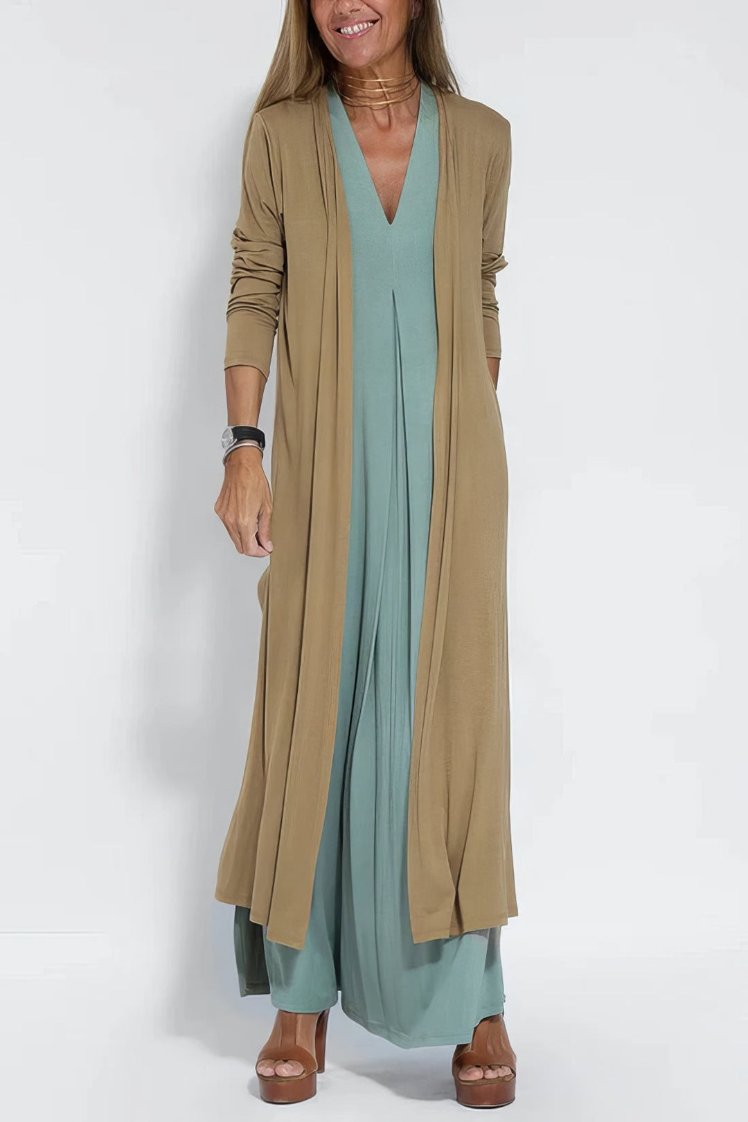 ELISE | Elegant Long Dress with Free Matching Cardigan
